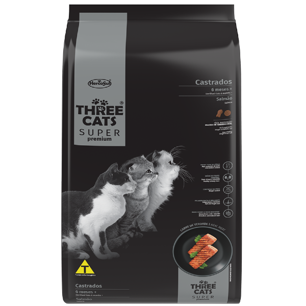Three Cats Súper Premium Castrado Salmón 10 kg + paquete de Lopets