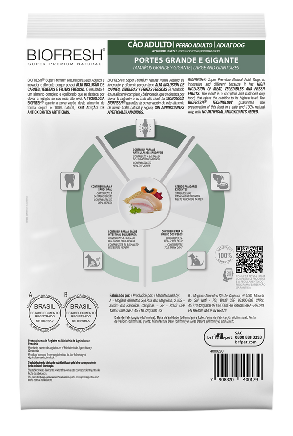 Biofresh Adulto Raza Grande 15 kg + Mochila