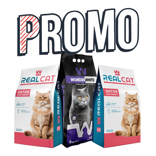 PROMO Real Cat Gato Castrado 10 Kg + arena Wonder White 5 kg