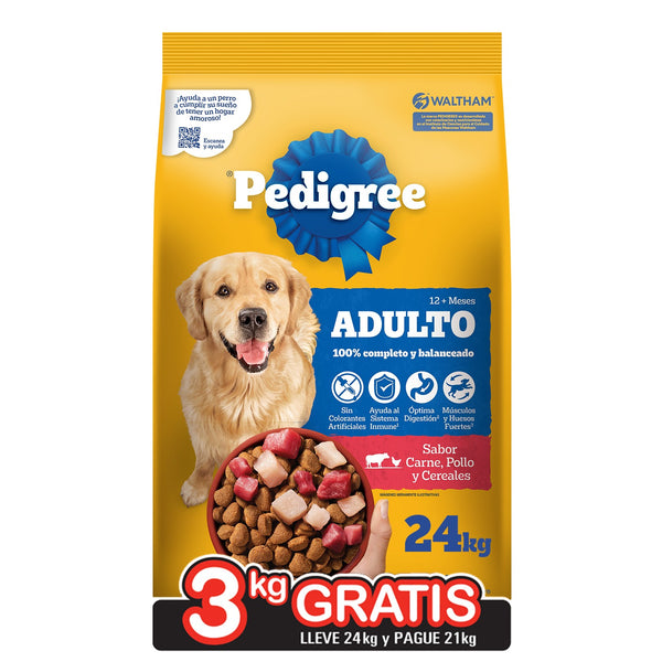 Pedigree Carne, Pollo y Cereales 21+3 kg